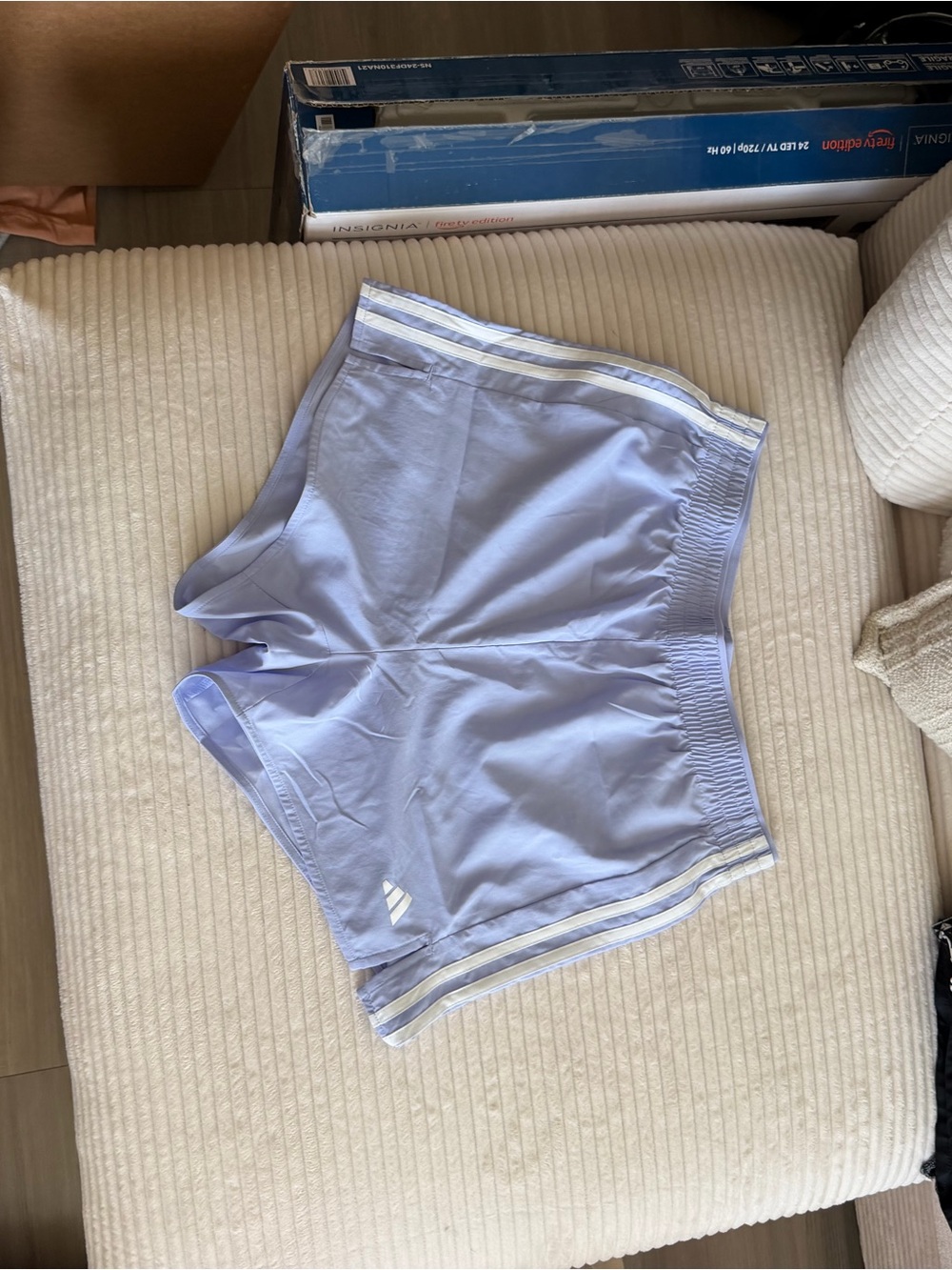 adidas Lavender Athletic Shorts with White Stripe
